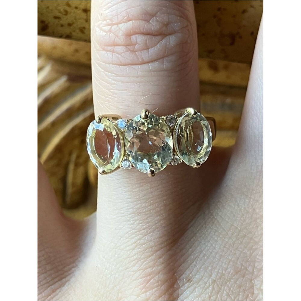 Natural Yellow Labradorite Sterling Silver Ring Size 8